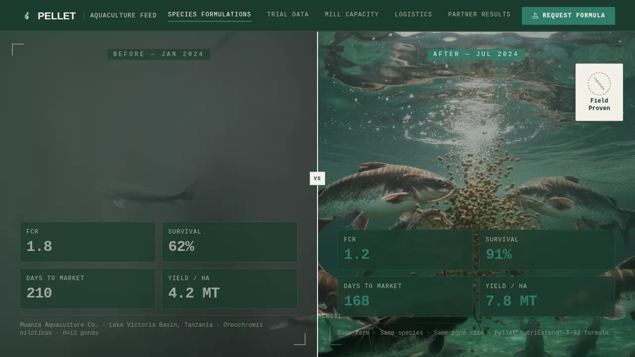 Aquaculture Fish Feed Manufacturer Website Template