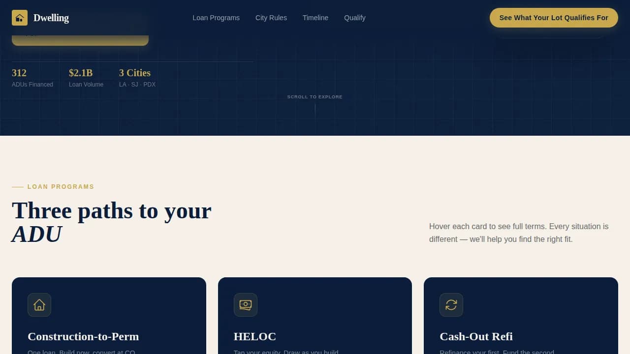 Dwelling - Precision ADU Mortgage Specialist Landing Page Template