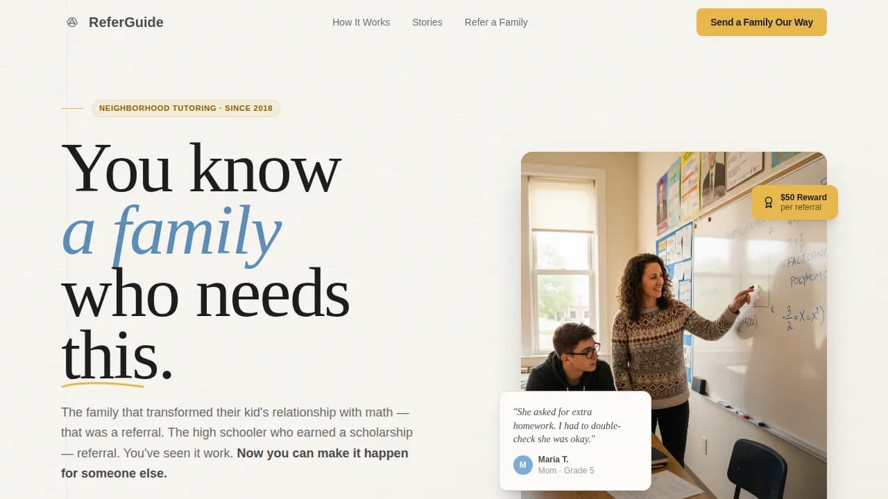 Tutoring Center Marketing Reviews & Social Proof Website Template
