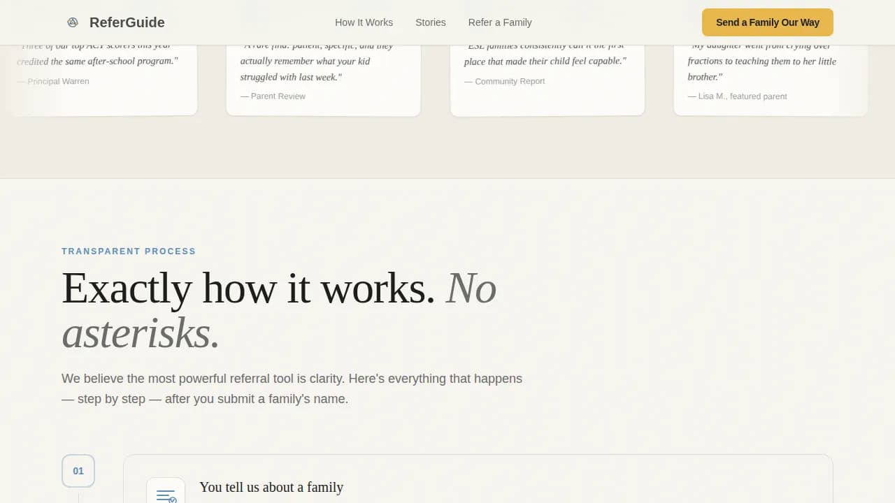 Tutoring Center Marketing Reviews & Social Proof Website Template