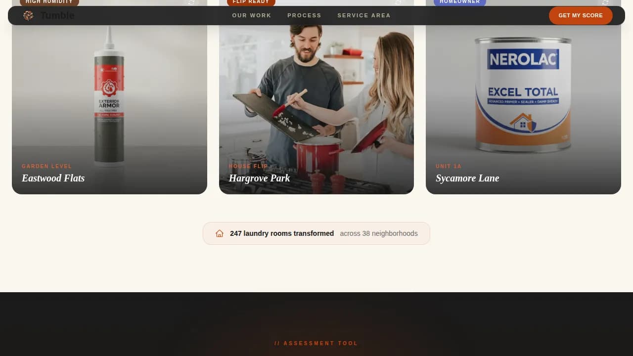 Tumble — Expert Laundry Room Renovation Landing Page Template