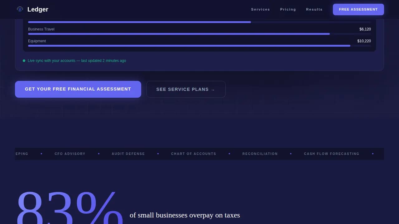 Specialist Accounting Digital Presence Pricing & Packages Website Template