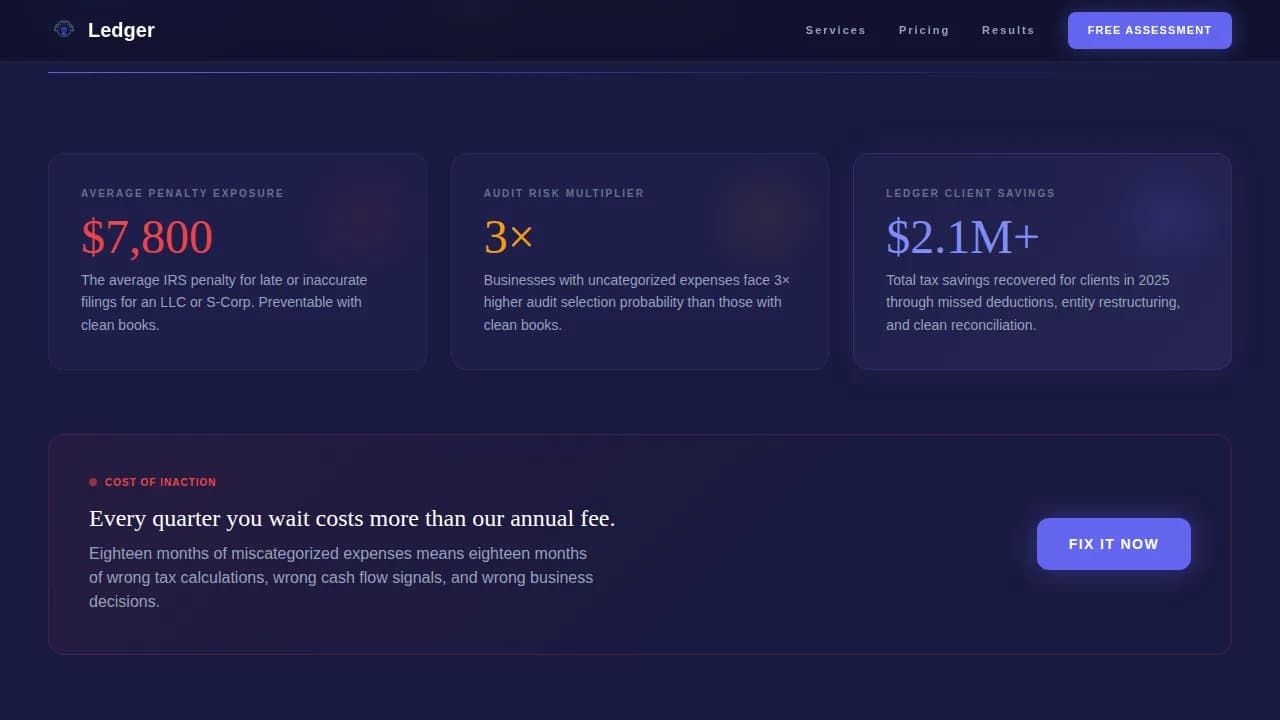 Specialist Accounting Digital Presence Pricing & Packages Website Template