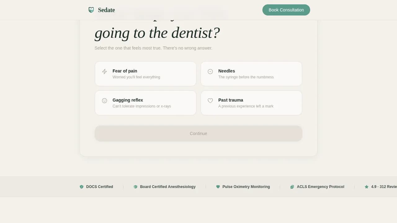 Local Sedation Dentist Appointment Booking Website Template