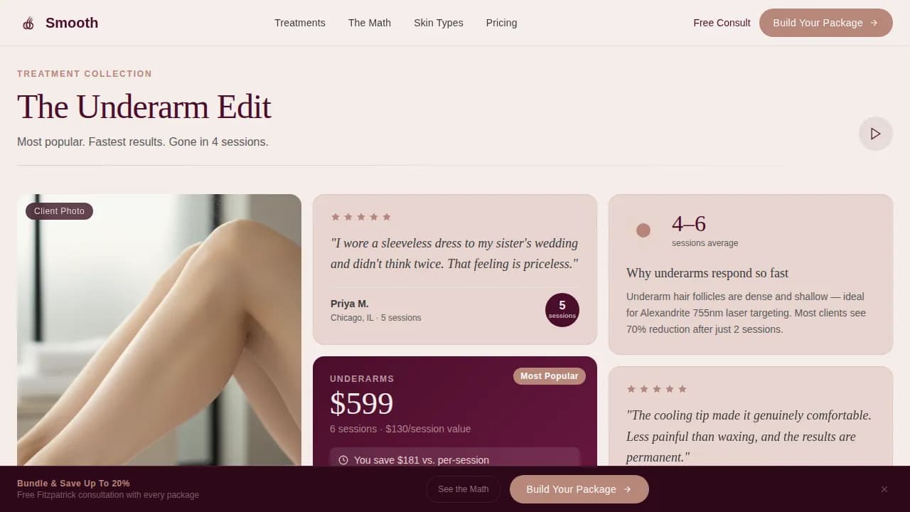 Smooth — Premium Hair Removal Clinic Landing Page Template