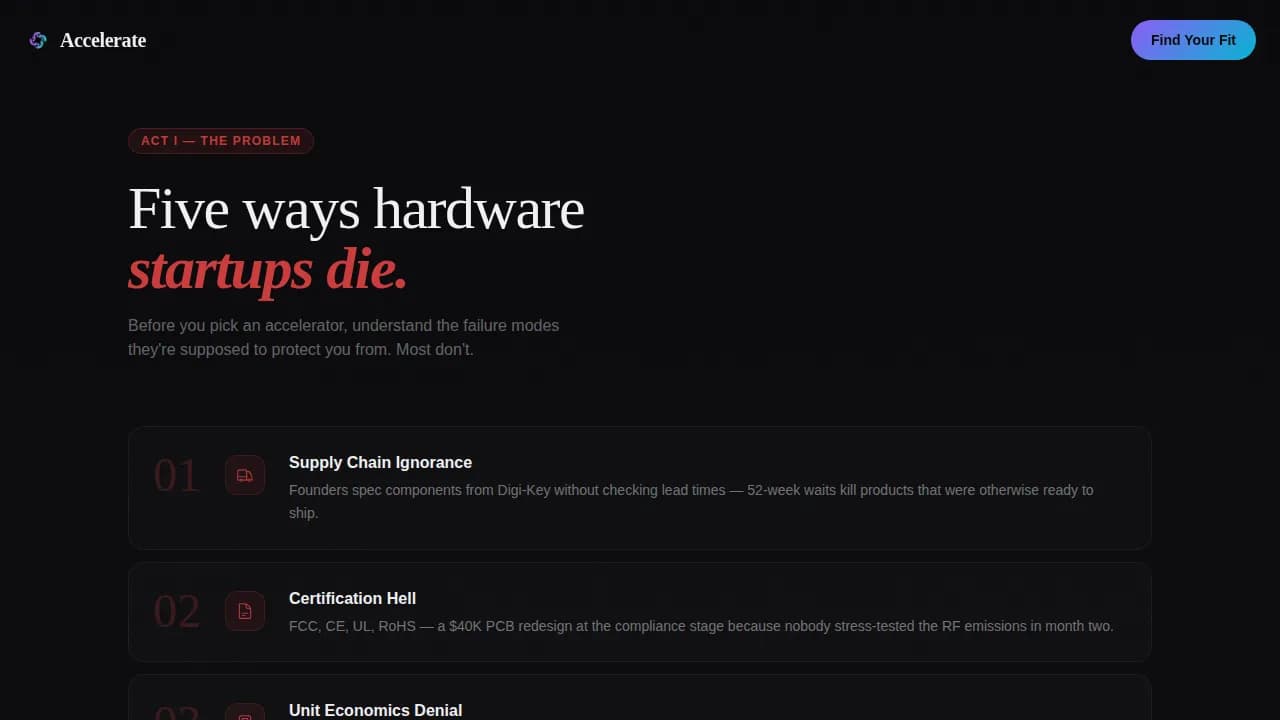 Hardware Accelerator Program Comparison Website Template
