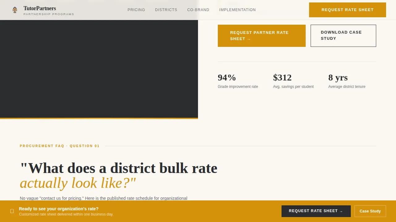 Tutoring Center Marketing FAQ & Common Questions Website Template