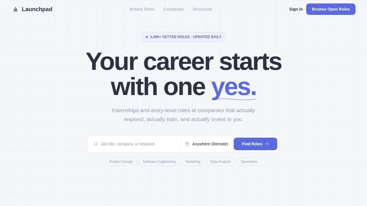 Launchpad — Precision Entry-Level Jobs Landing Page Template