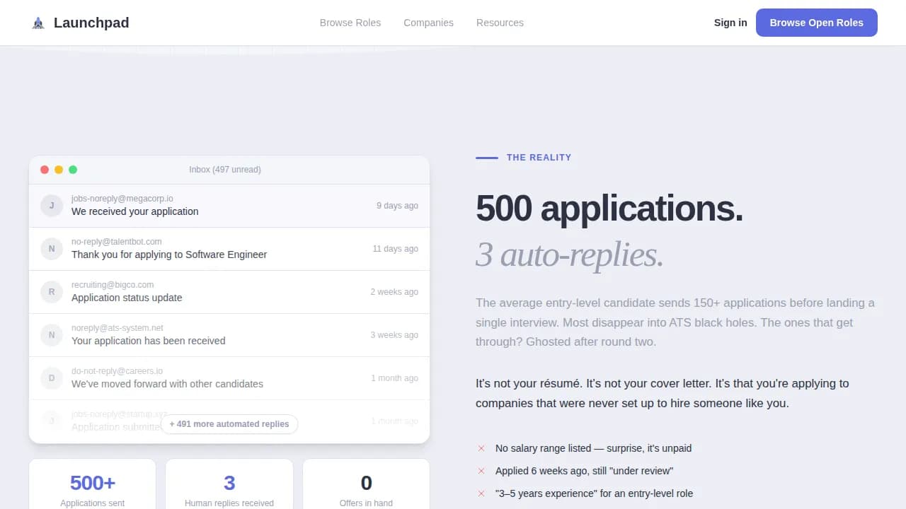 Launchpad — Precision Entry-Level Jobs Landing Page Template