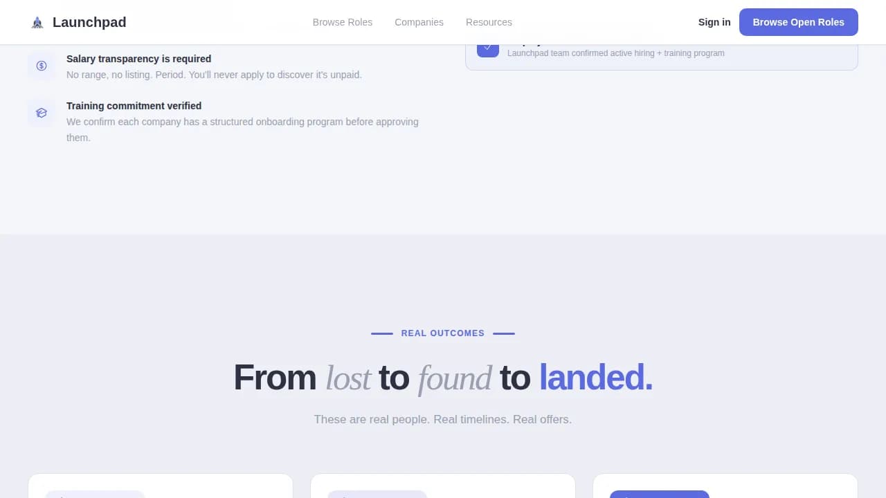 Launchpad — Precision Entry-Level Jobs Landing Page Template