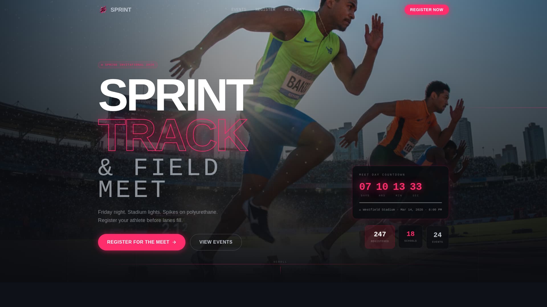 Track & Field Leagues Professional Website Template