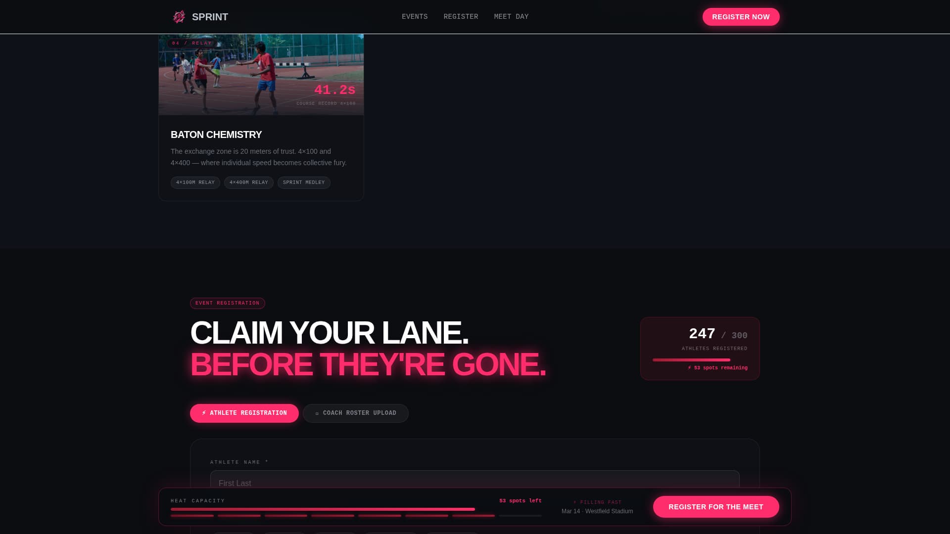 Track & Field Leagues Professional Website Template