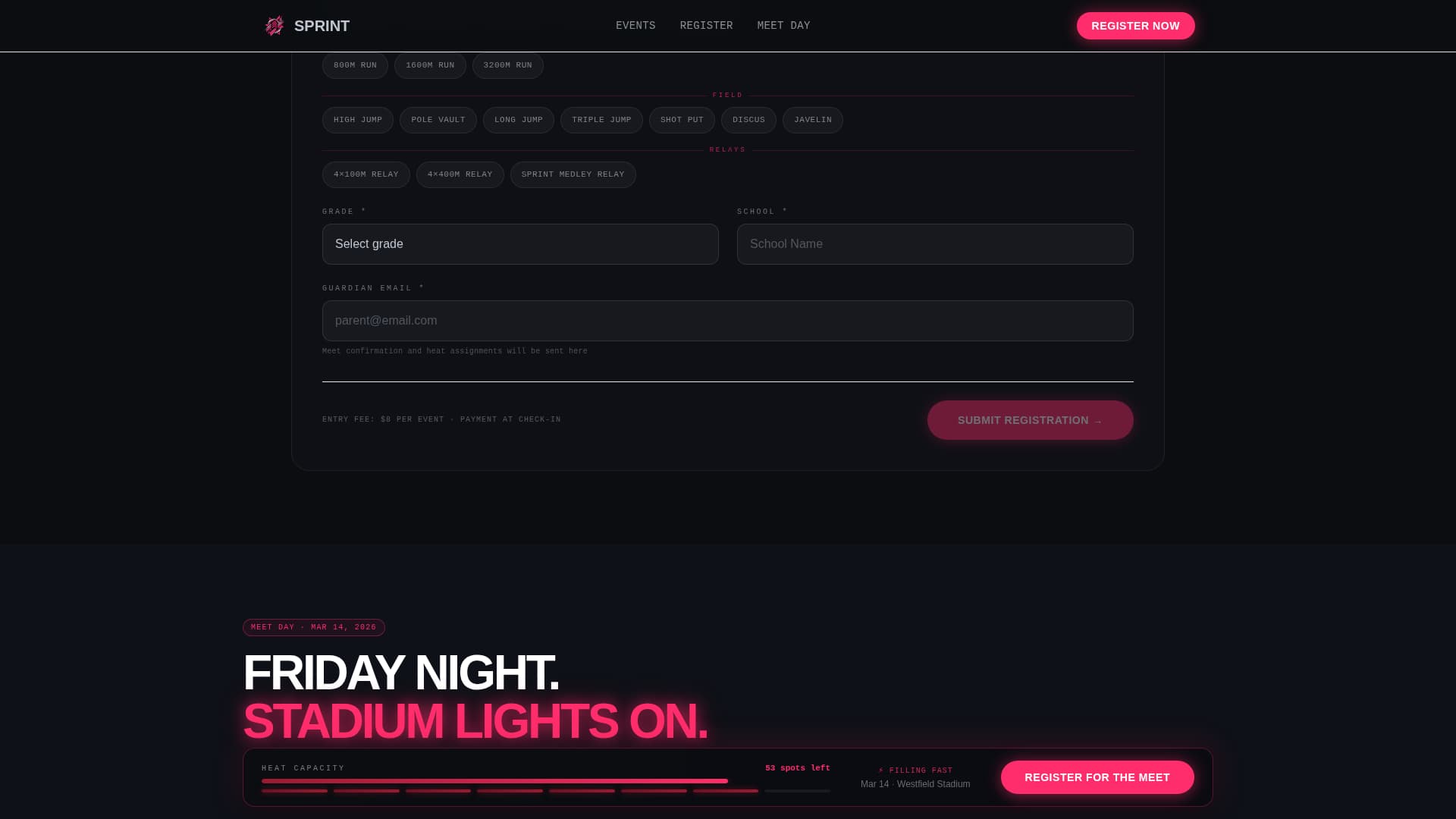 Track & Field Leagues Professional Website Template