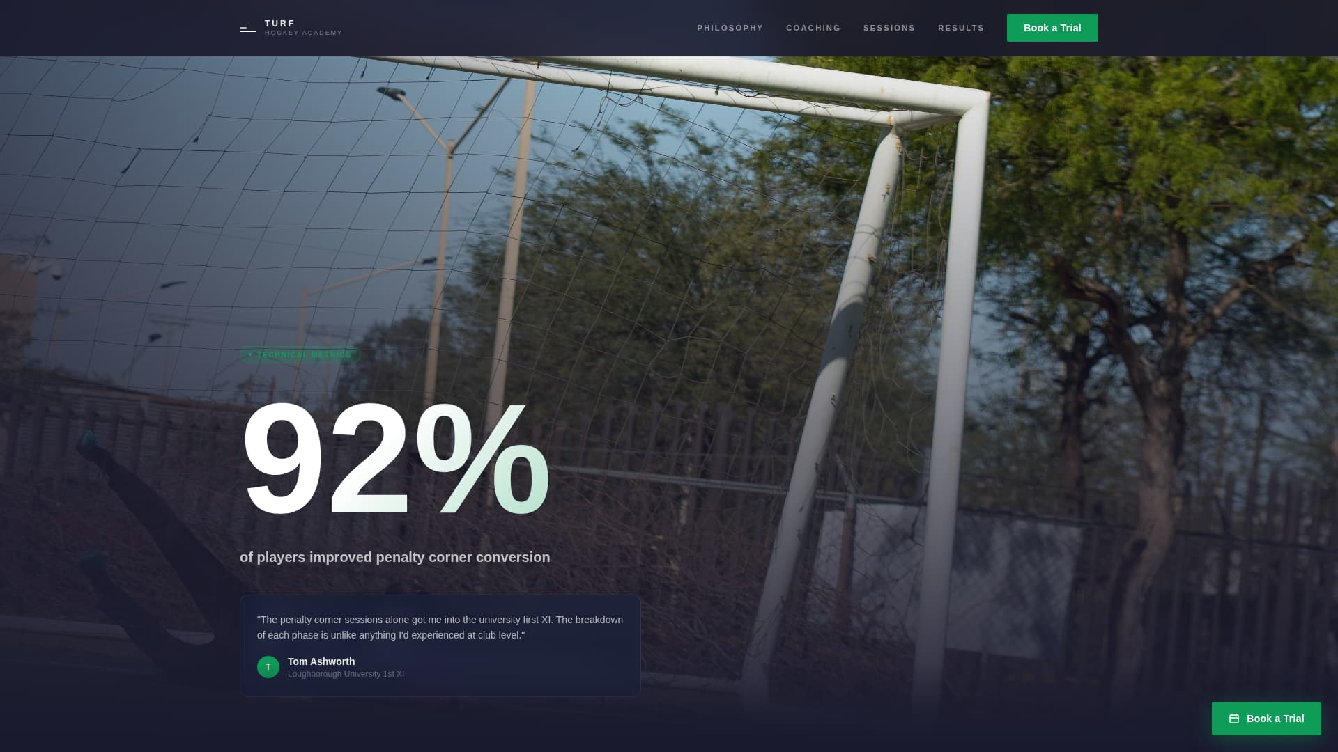Field Hockey Booking Website Template