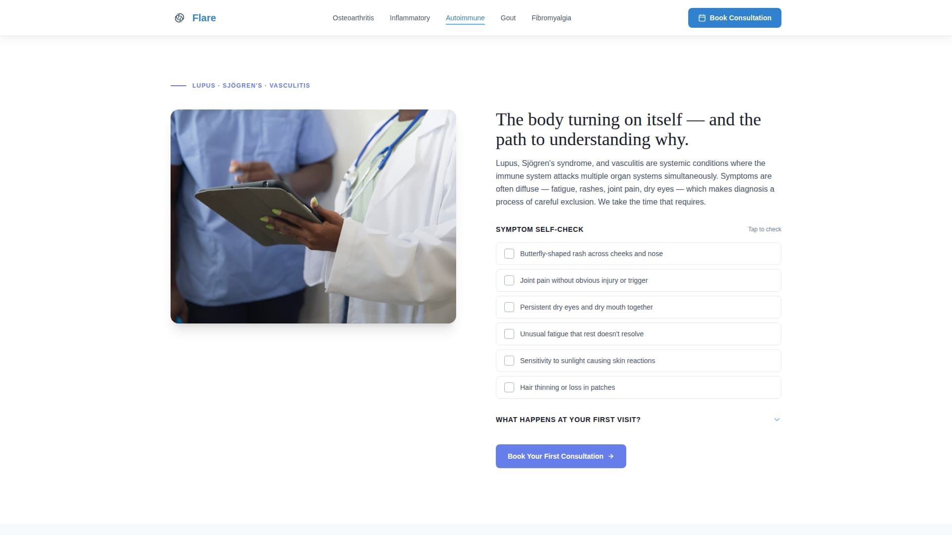 Flare — Expert Rheumatology Specialist Landing Page Template