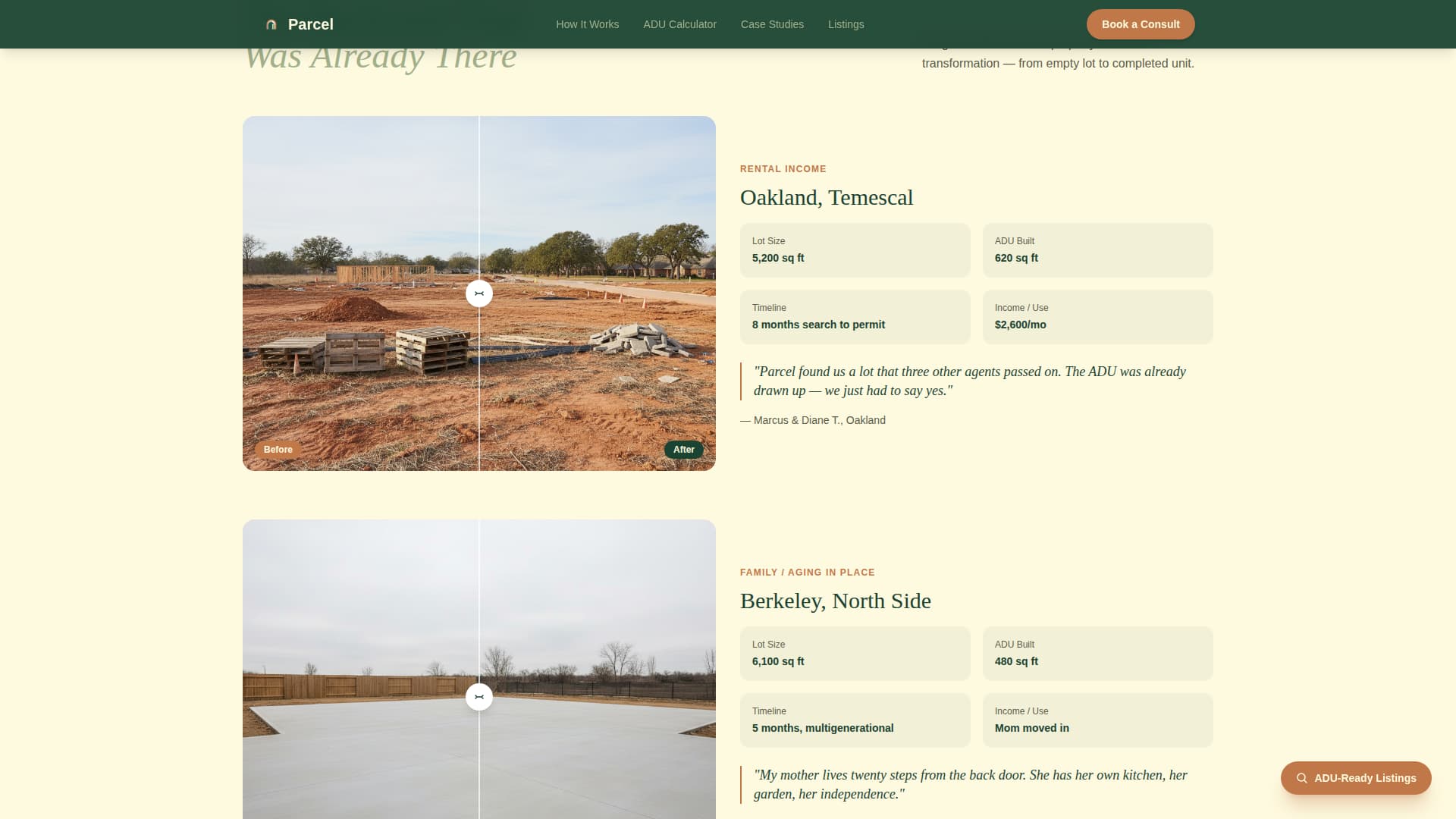 ADU (Accessory Dwelling Unit) Real Estate Booking Website Template