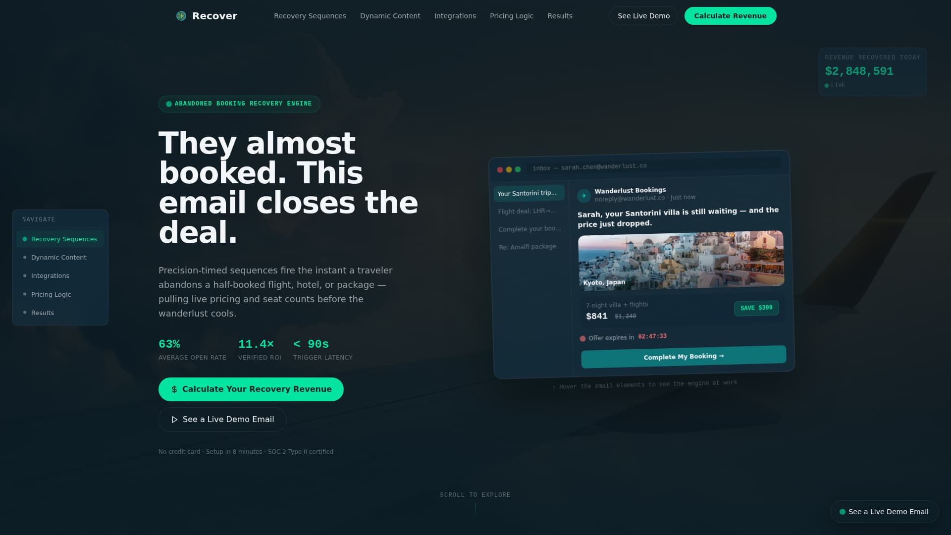 Travel Email Marketing Booking Website Template