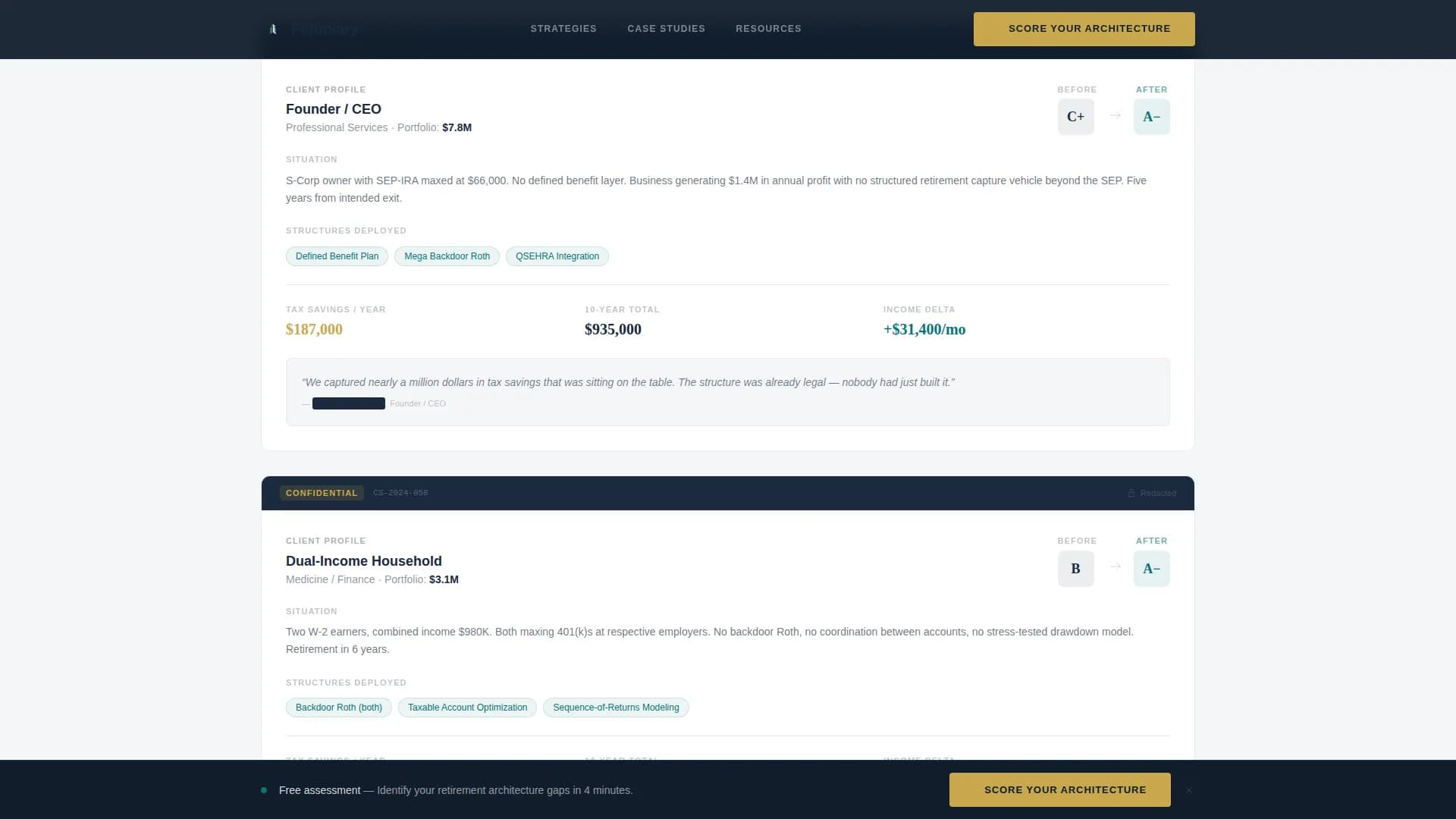 Architect — Executive Retirement Blueprint Landing Page Template