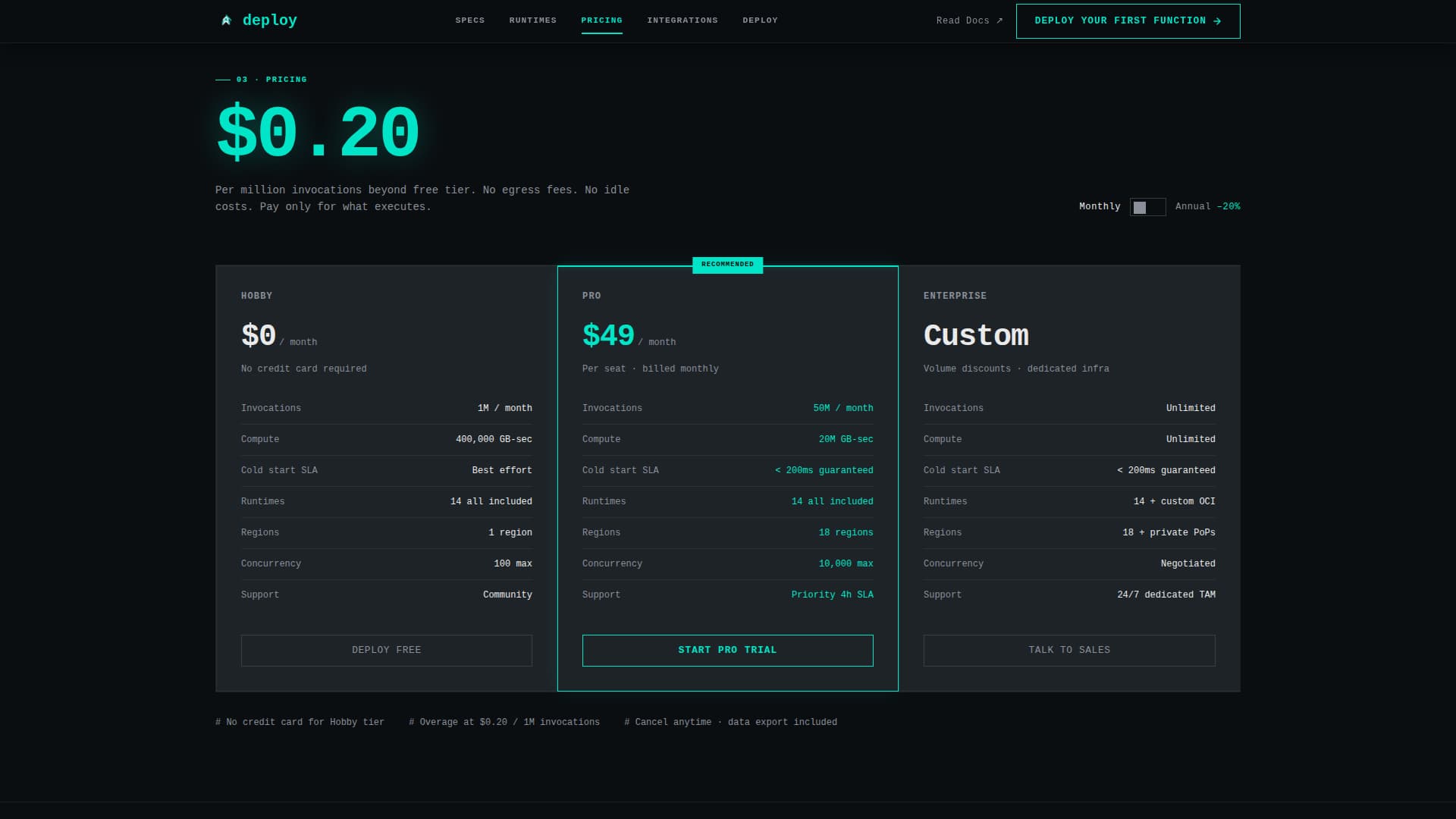 Serverless Computing Technology Pricing Website Template