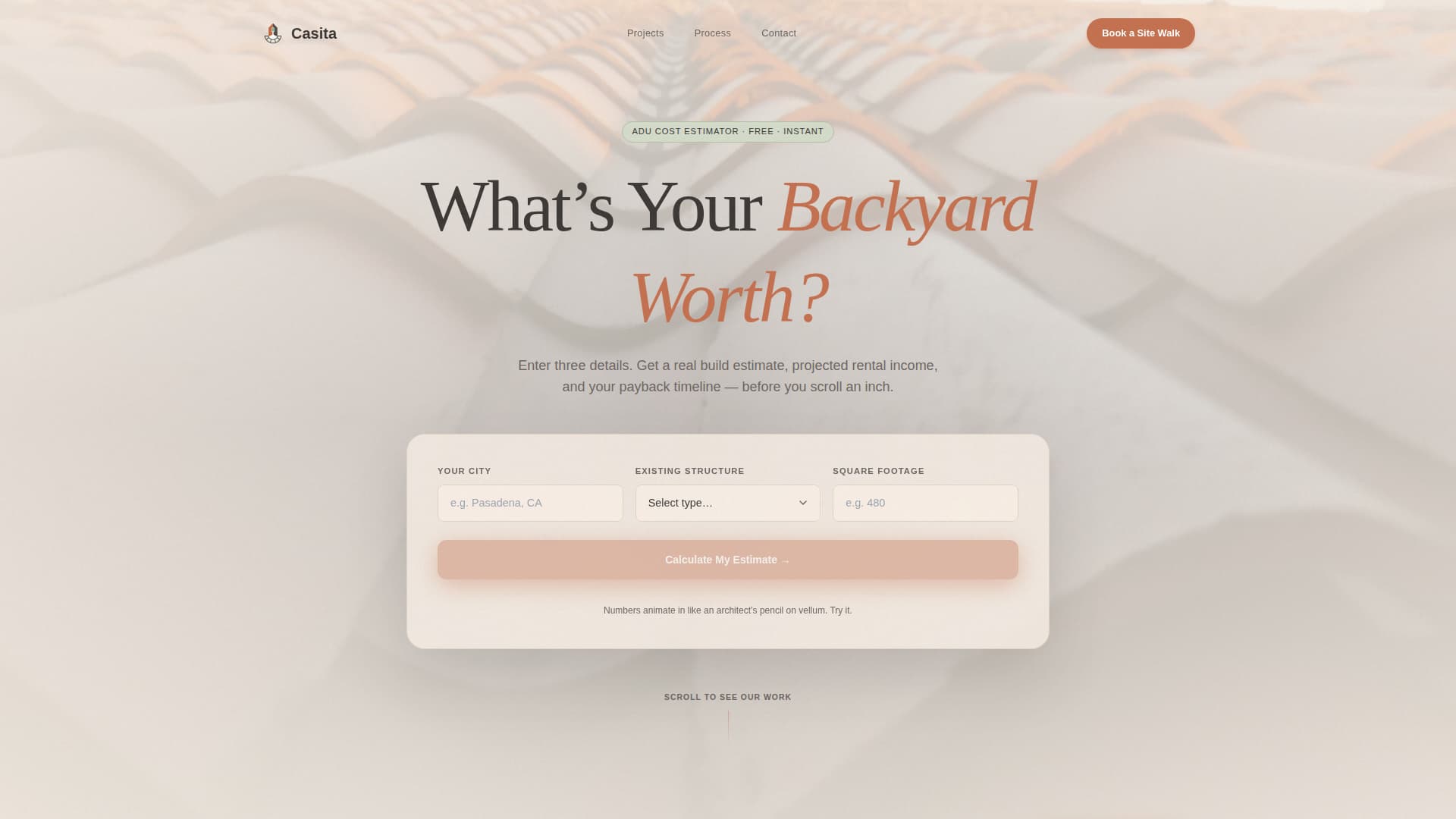 ADU (Accessory Dwelling Unit) Real Estate Cost Calculator Website Template