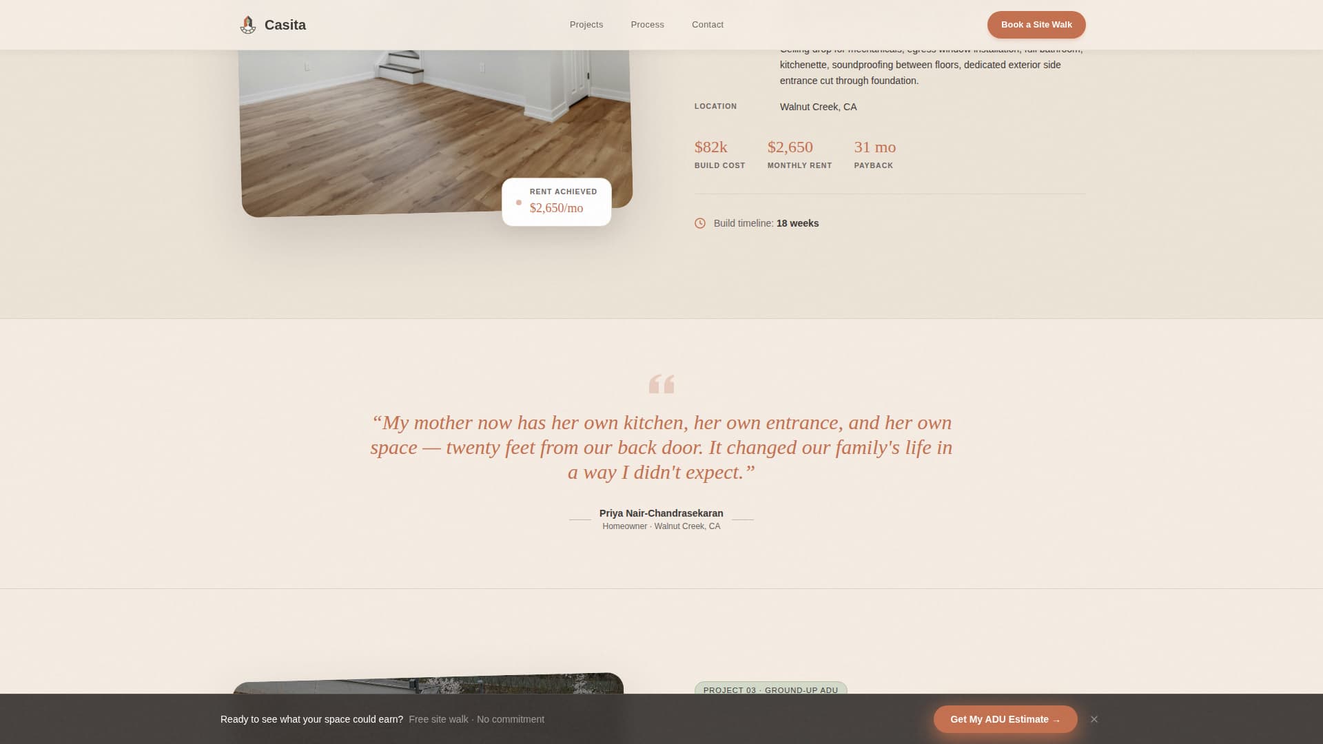 ADU (Accessory Dwelling Unit) Real Estate Cost Calculator Website Template