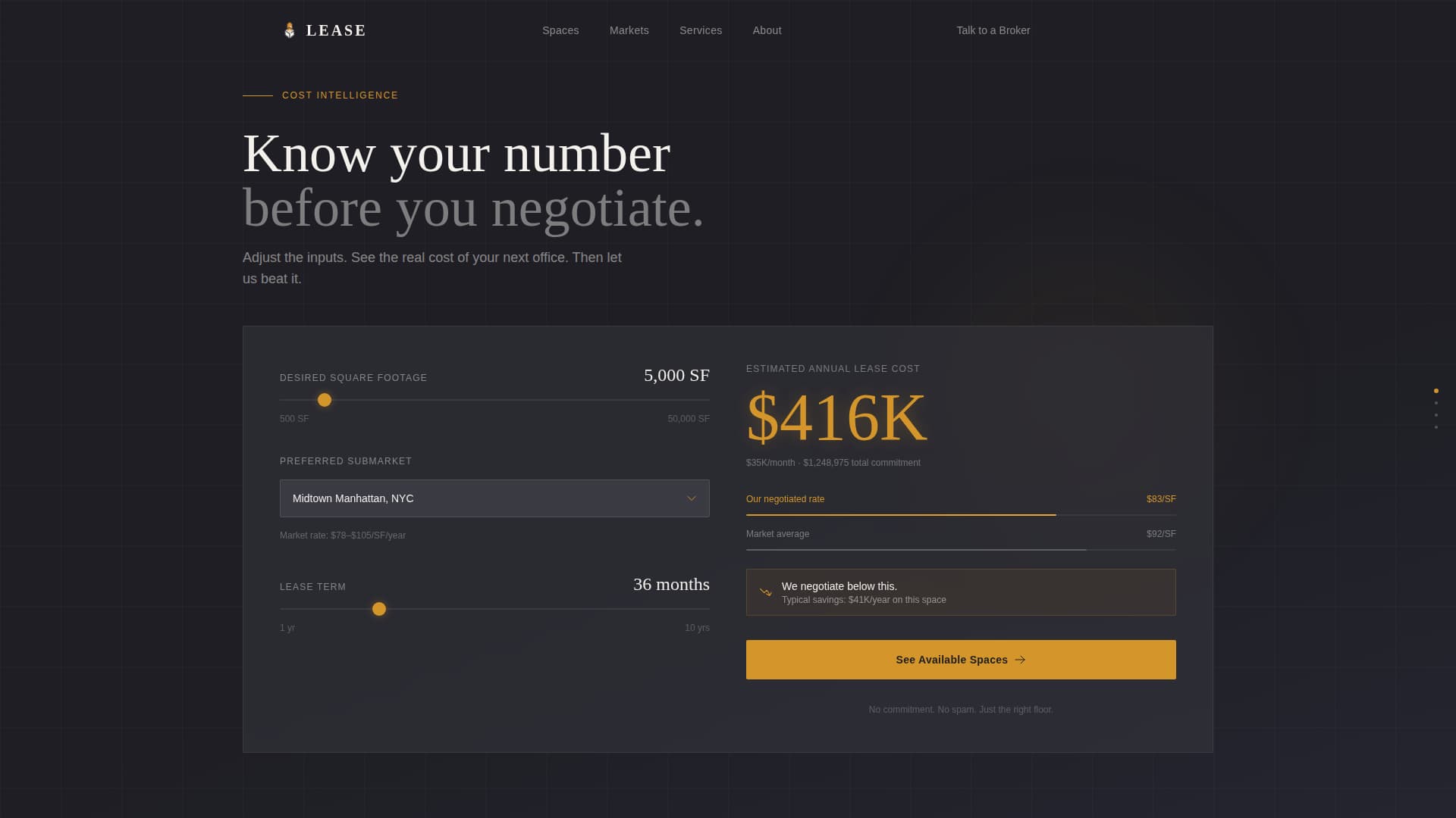 Commercial Office Real Estate Cost Calculator Website Template
