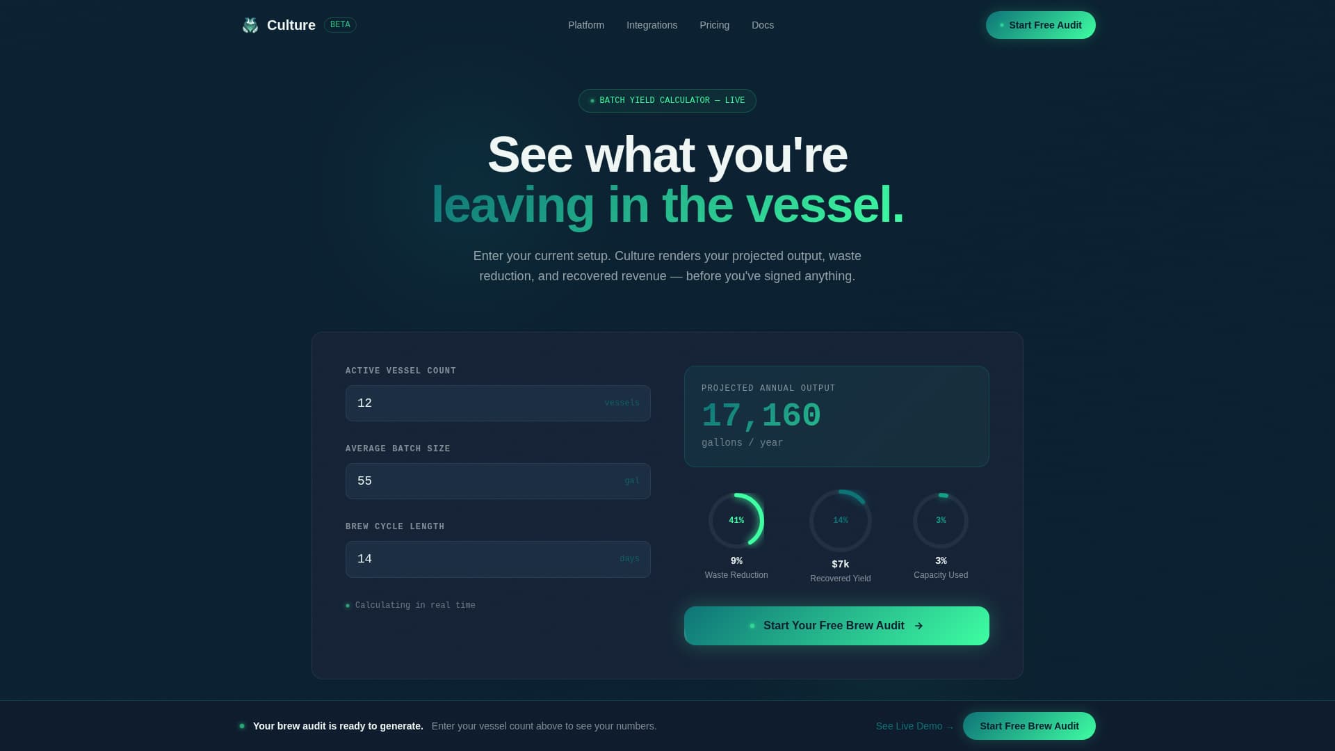 Kombucha Vertical SaaS Cost Calculator Website Template