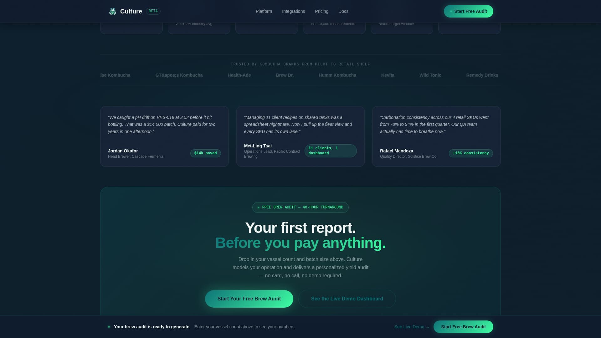 Kombucha Vertical SaaS Cost Calculator Website Template