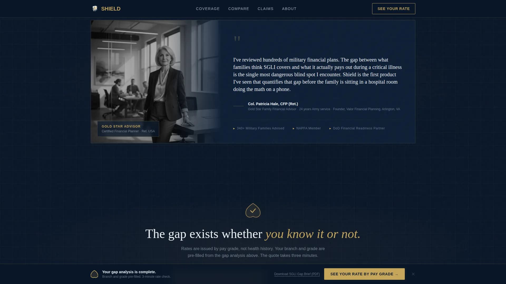 Military Service Member Insurance Cost Estimator Website Template