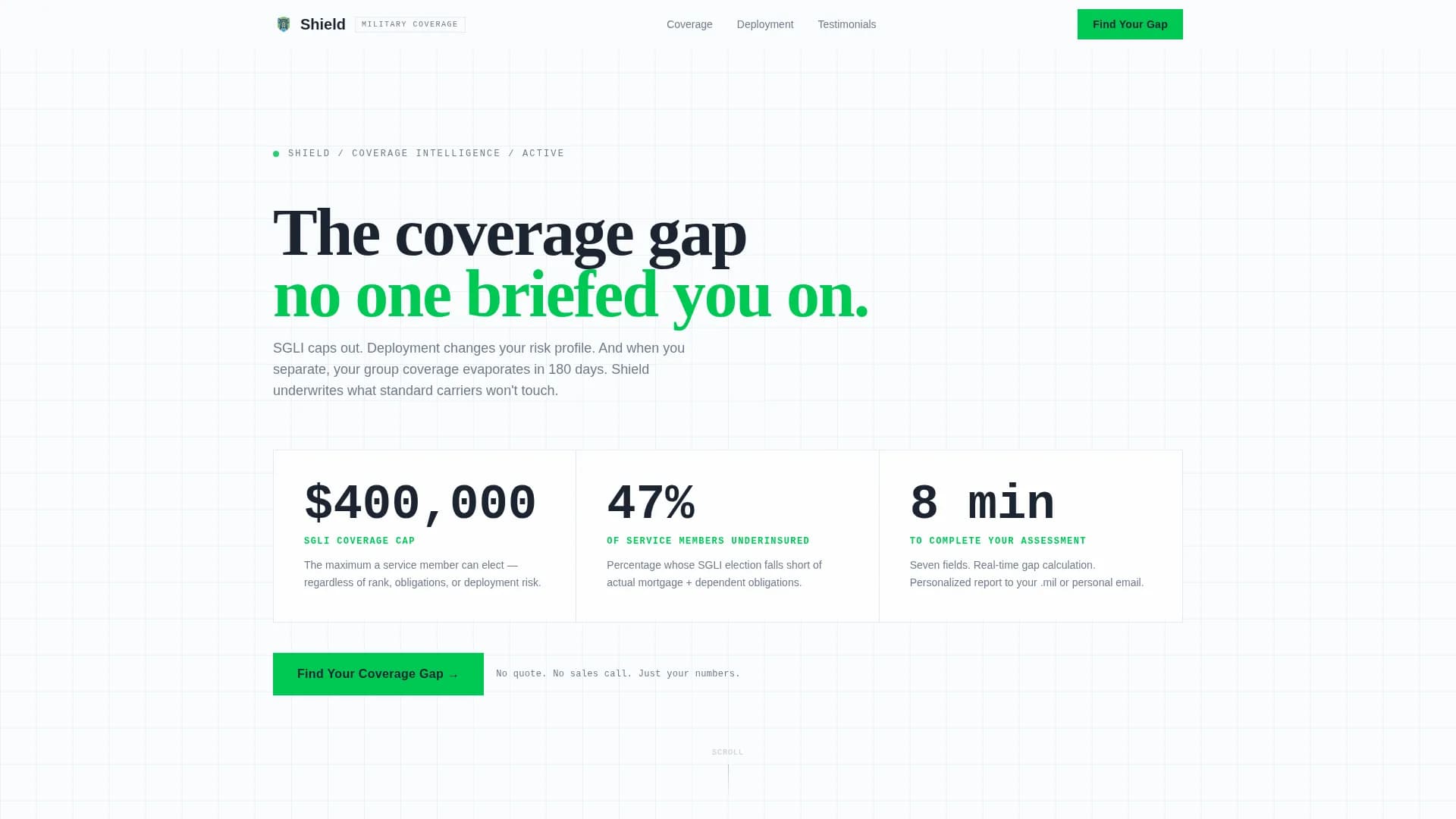 Military Service Member Insurance Pricing & Packages Website Template