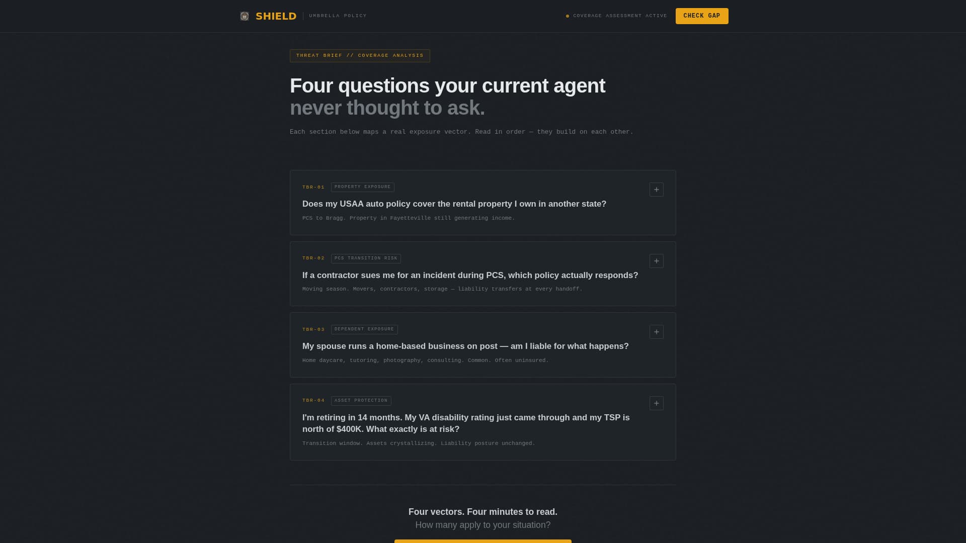 Military Service Member Insurance FAQ & Common Questions Website Template