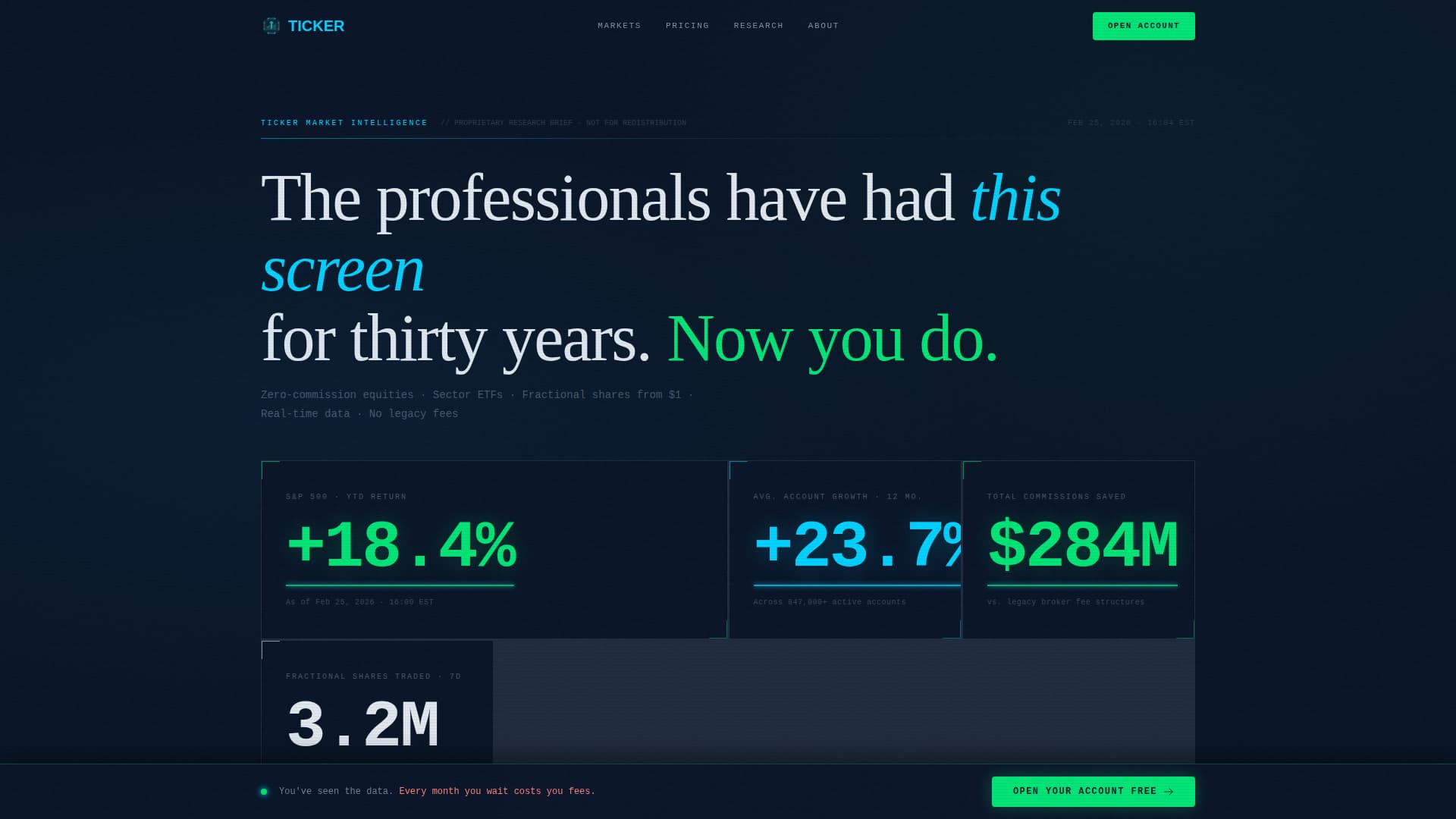 Millennial Finance Pricing Website Template
