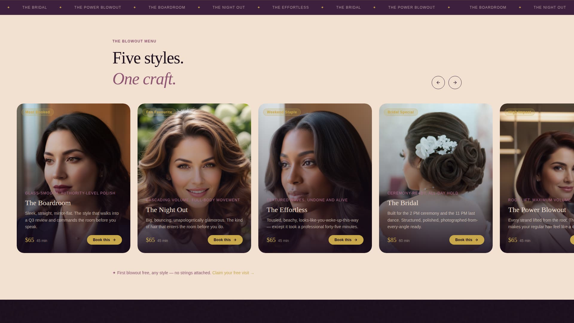 Blowout - Immersive Blowdrybar Landing Page Template