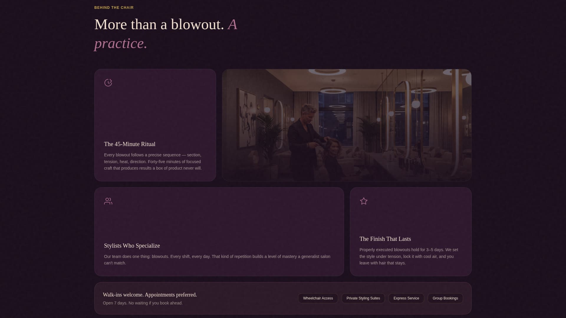 Blowout - Immersive Blowdrybar Landing Page Template