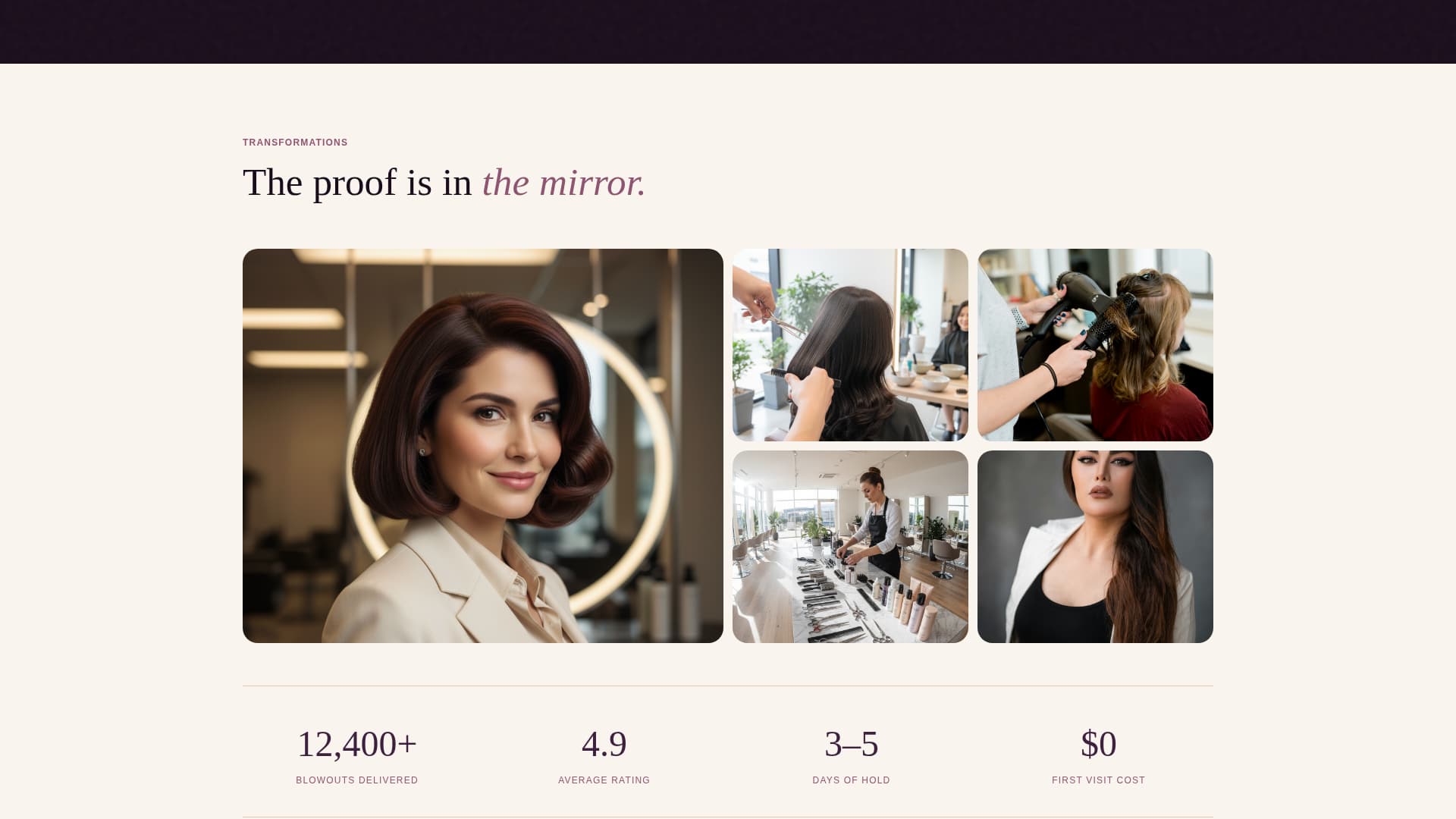 Blowout - Immersive Blowdrybar Landing Page Template