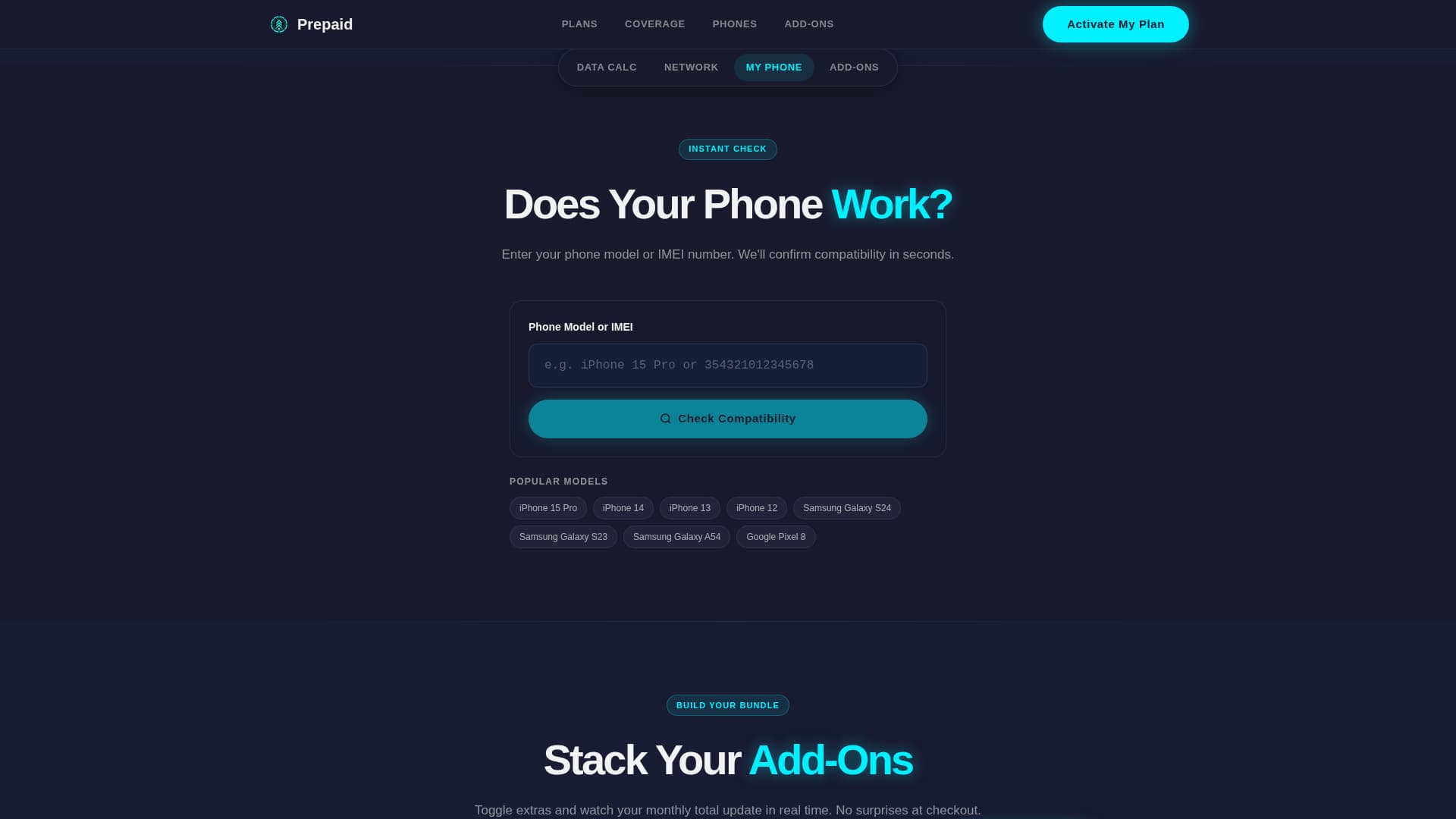 Mobile & Network Operator Cost Calculator Website Template