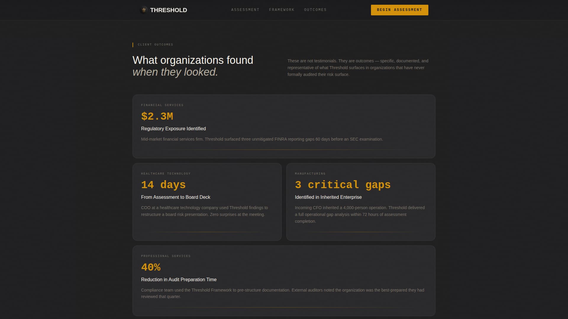 Threshold - Executive Riskassessment Landing Page Template