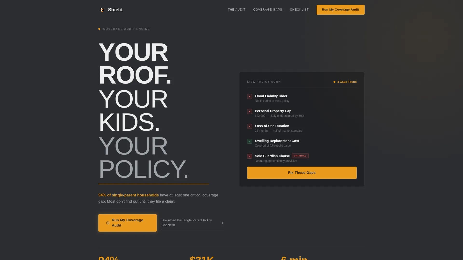 Single Parent Insurance Professional Website Template