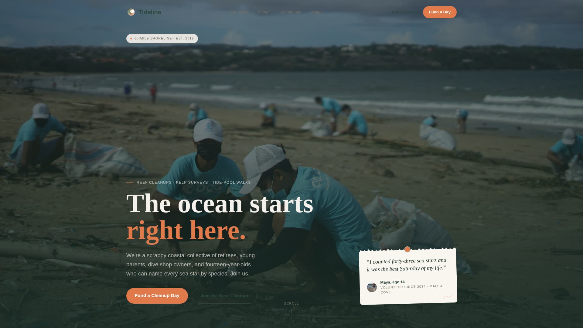 Tideline - Inspiring Ocean Conservation Landing Page Template