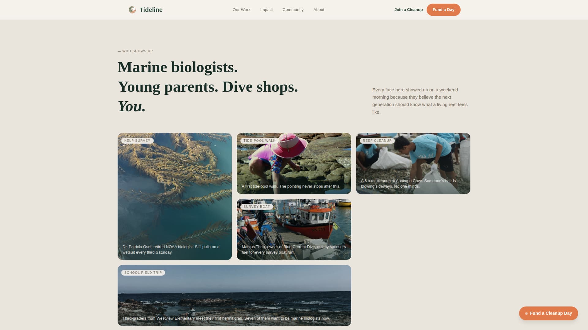 Tideline - Inspiring Ocean Conservation Landing Page Template