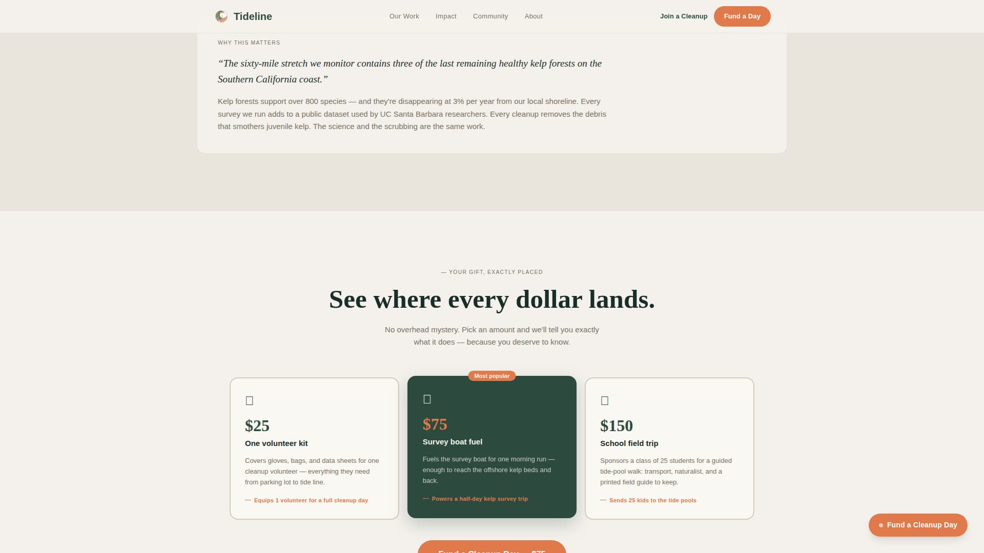 Tideline - Inspiring Ocean Conservation Landing Page Template