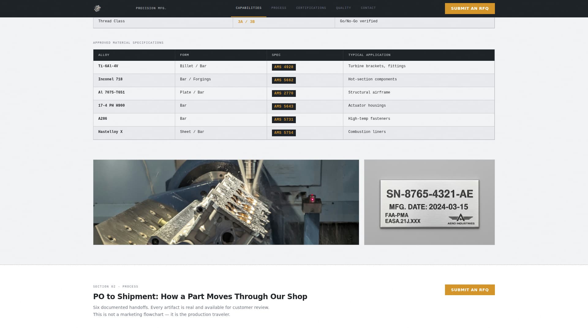 AS9100 Aerospace Machining Supplier Website Template
