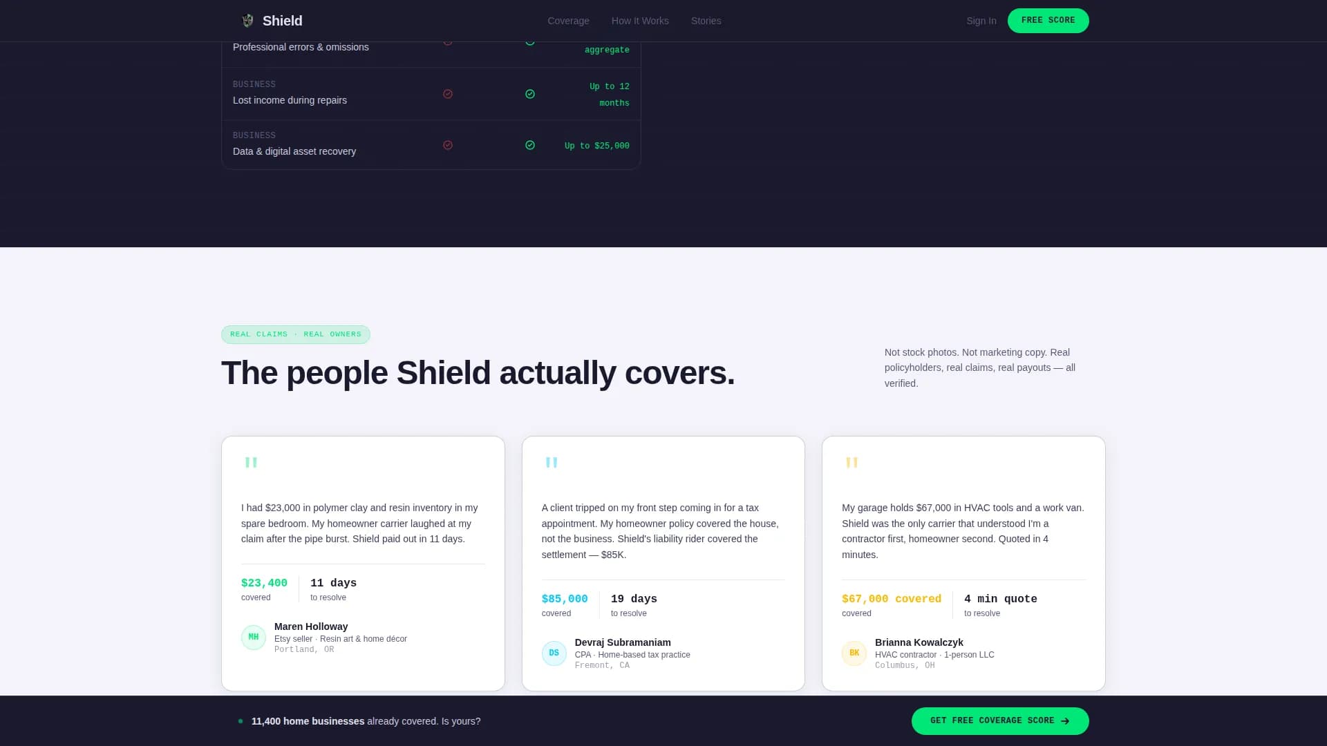 Specialist Small Business Owner Insurance Professional Website Template