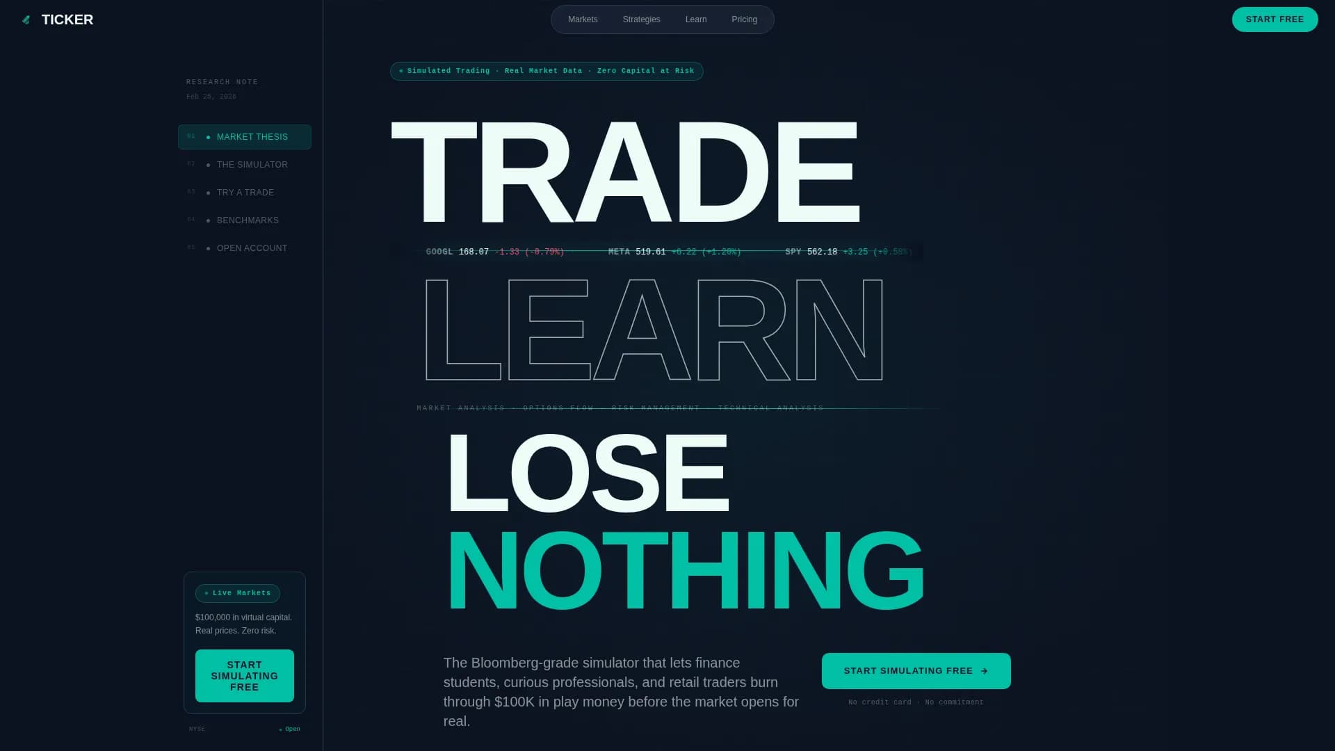 Bullseye — Stock Simulator Market Landing Page Template
