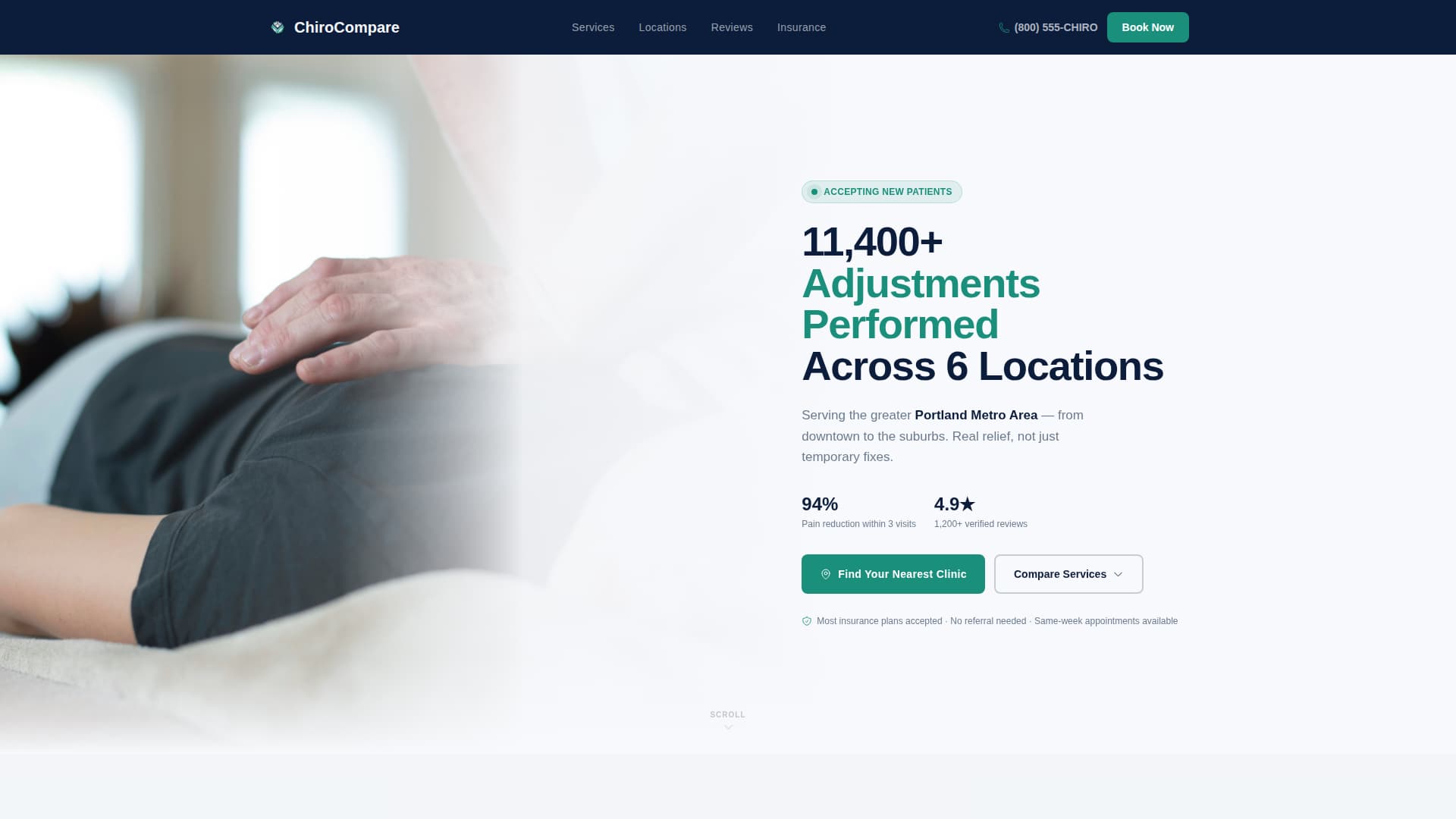 Multi-Location Chiropractic Clinic Website Template