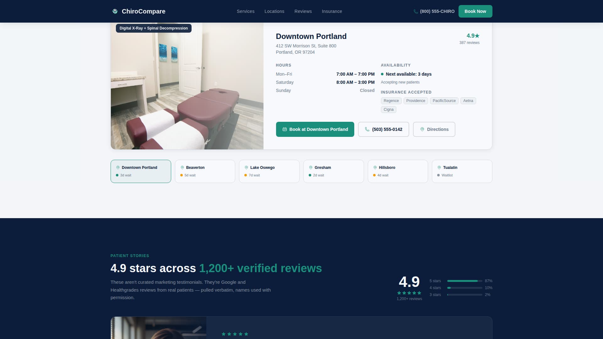 Multi-Location Chiropractic Clinic Website Template