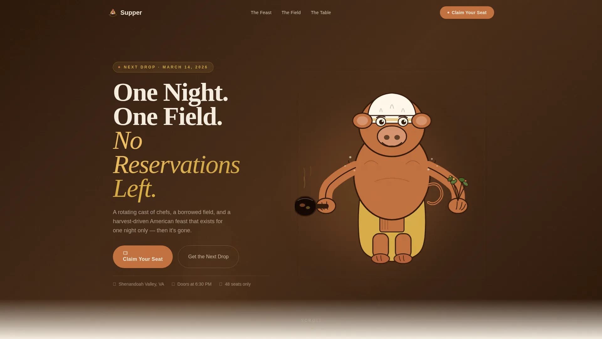 Supper — Agrarian Popup Landing Page Template