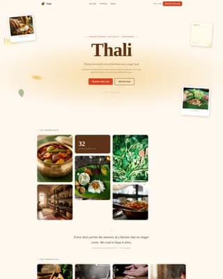 Thali — Restaurant Reservations Landing Page Template