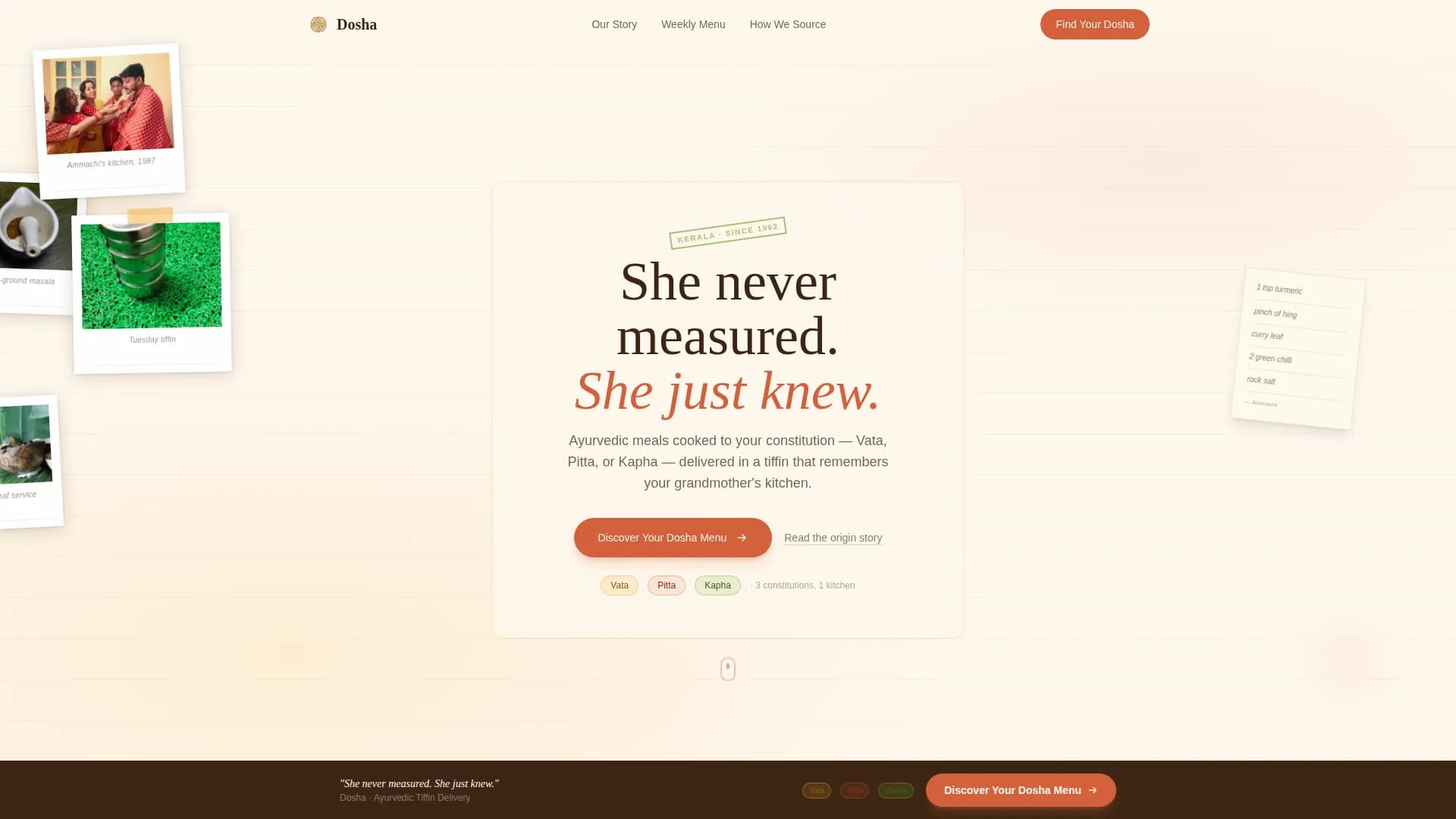 Dosha - Ayurvedic Meal Delivery Landing Page Template