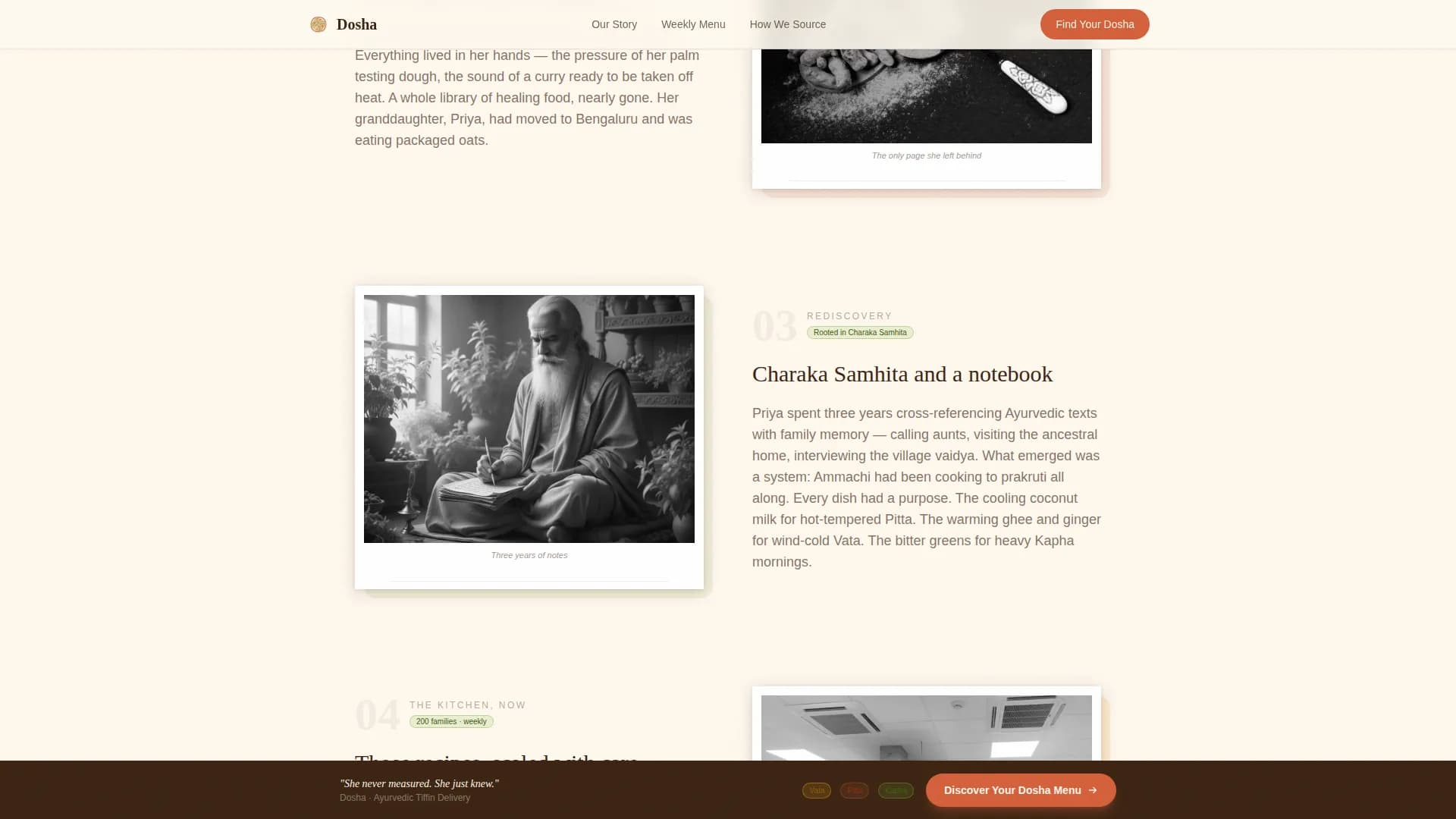 Dosha - Ayurvedic Meal Delivery Landing Page Template